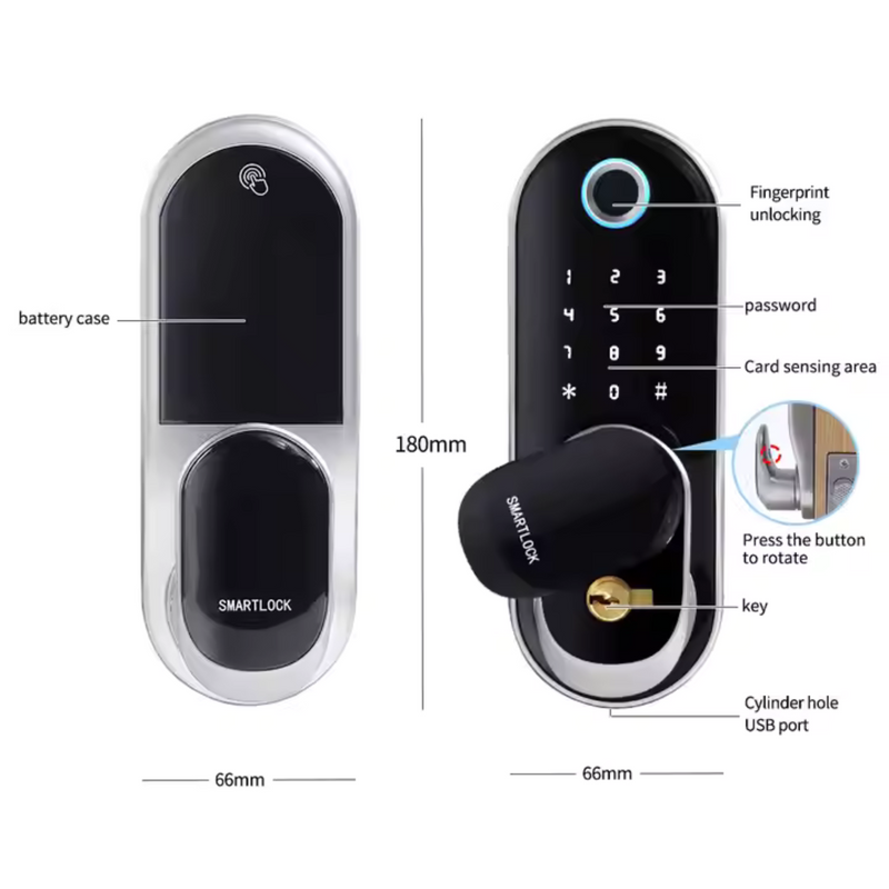 Deadbolt Smart Pad Door Lock sizes