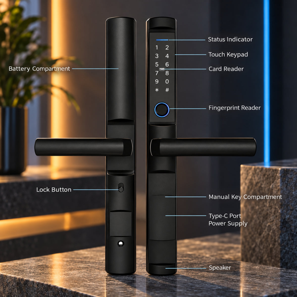 smart door lock edge black