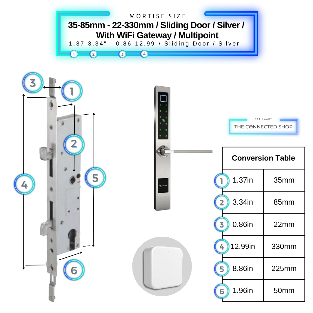 Smart Door Lock Sleek Silver 3585 330mm multipoint wifi gateway