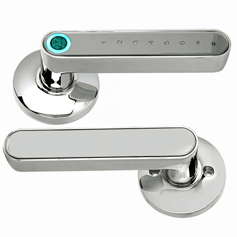 Fingerprint Smart Door Lock - Silver - 