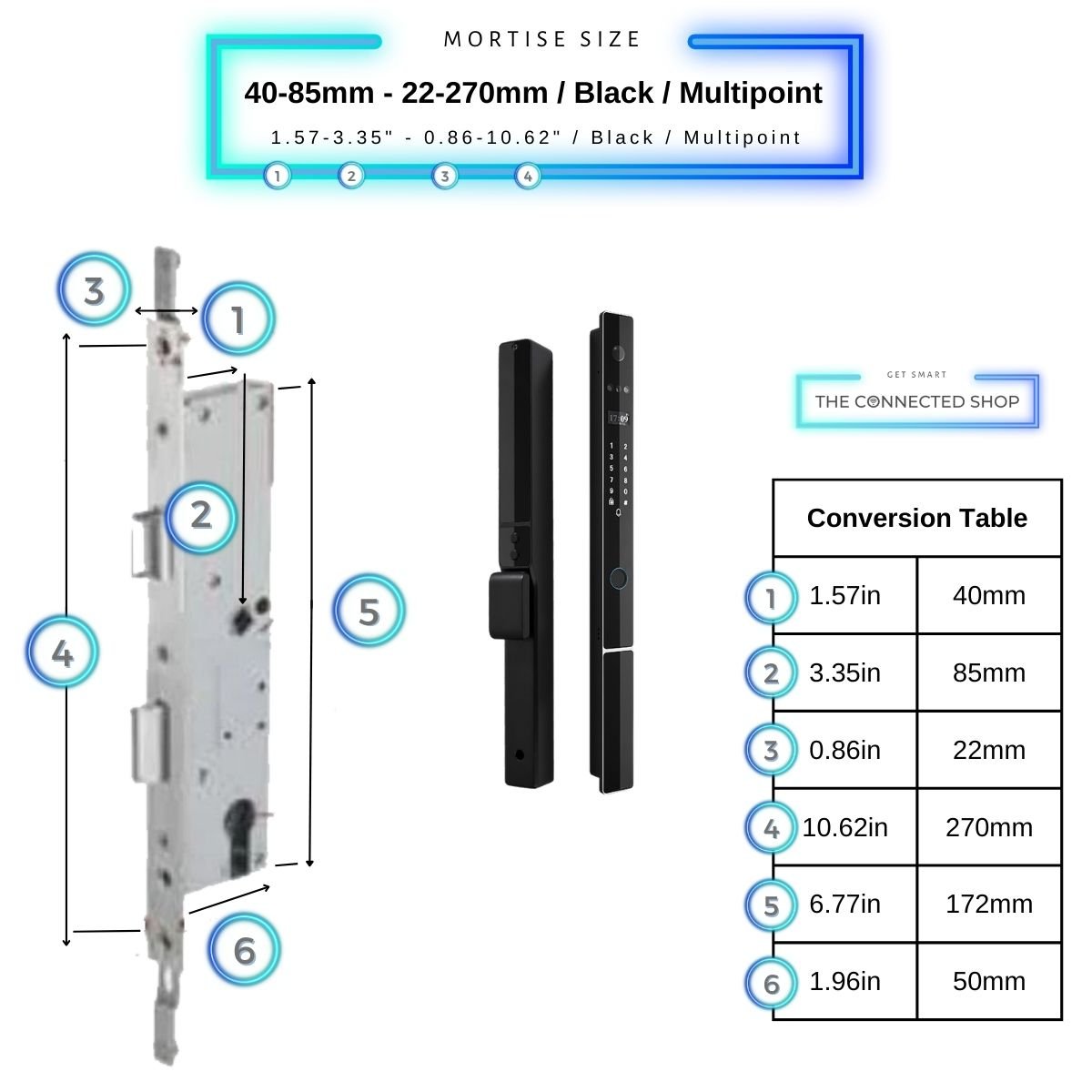Smart Door Lock Next Gen Plus - Black - 40-85mm (22x270mm) Multipoint