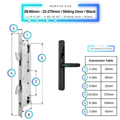 Smart Door Lock Slim - 28-85mm (22x270mm) Sliding Door - Black -