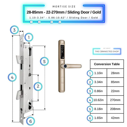 Smart Door Lock Slim - 28-85mm (22x270mm) Sliding Door - Gold -