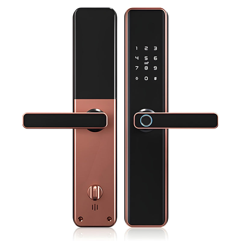 Smart Door Lock Thick - No Mortise - Red Bronze -Black - No WiFi Gateway